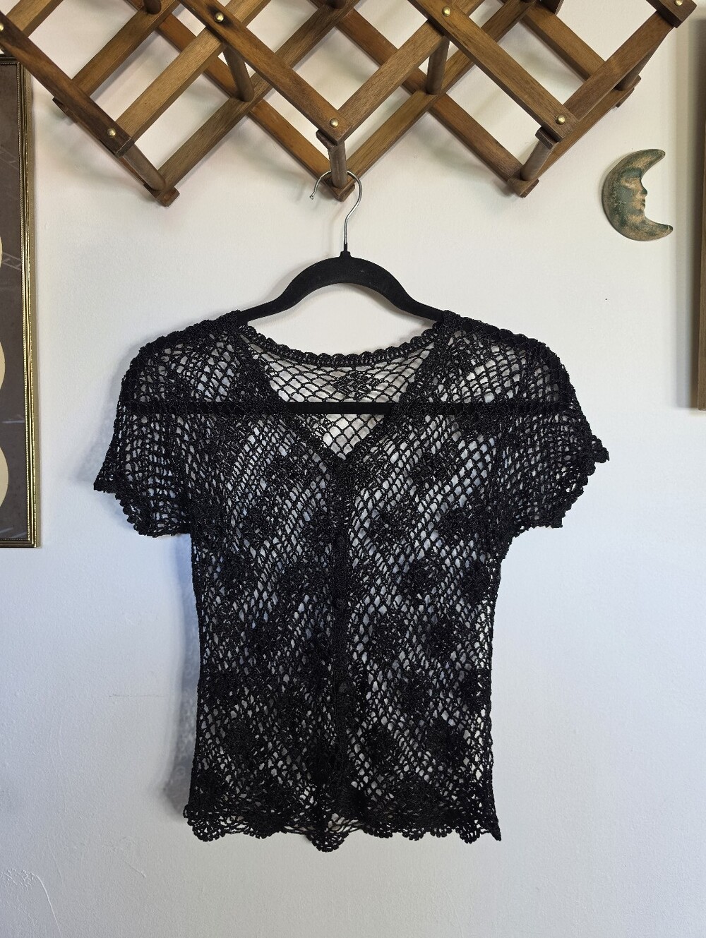 Black Crochet Women Top